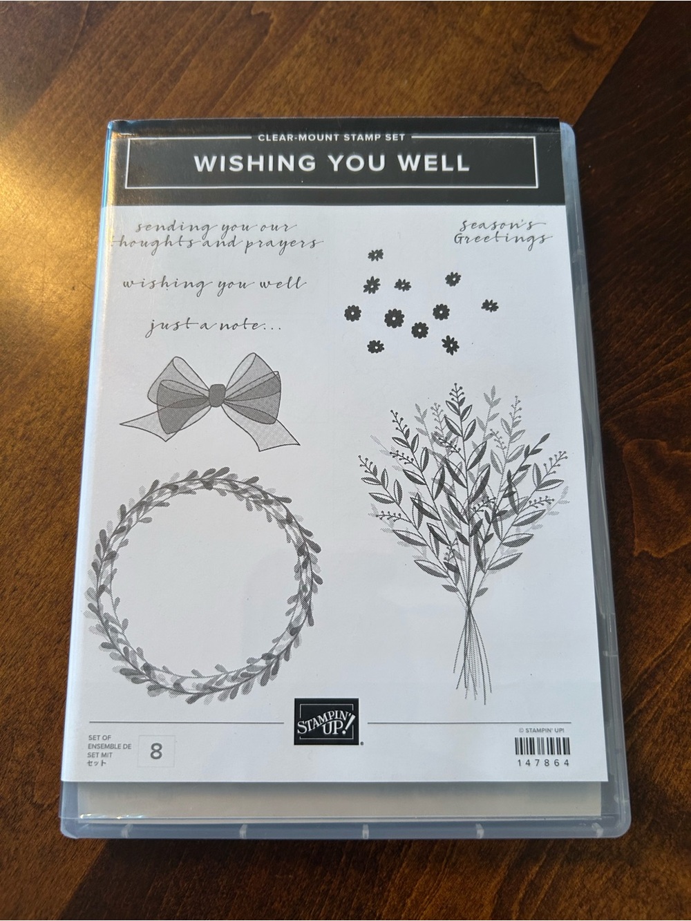 Stampin’ Up! Wishing You Well 8 Pc Clear Mount Stamp Set Retired